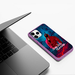 Чехол iPhone 11 Pro матовый Сериал Squid game Игра в кальмара, цвет: 3D-фиолетовый — фото 2