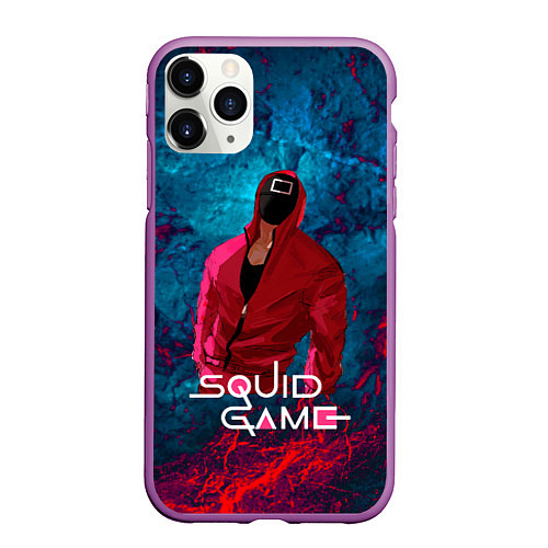 Чехол iPhone 11 Pro матовый Сериал Squid game Игра в кальмара / 3D-Фиолетовый – фото 1