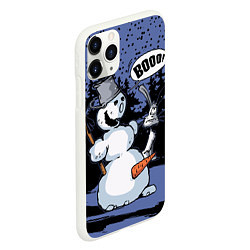 Чехол iPhone 11 Pro матовый Снеговик на Хэллоуин, цвет: 3D-белый — фото 2