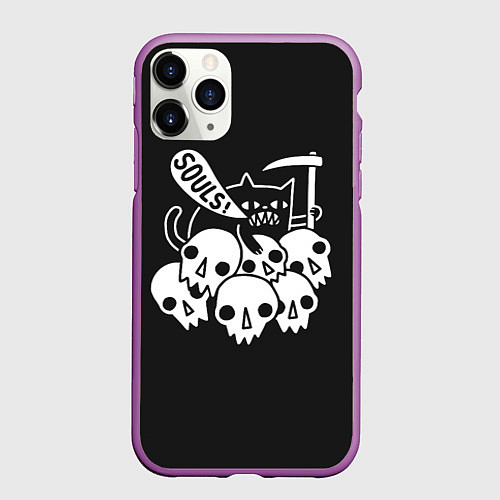 Чехол iPhone 11 Pro матовый Кот - Жнец / 3D-Фиолетовый – фото 1