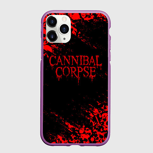 Чехол iPhone 11 Pro матовый CANNIBAL CORPSE КРАСНЫЕ ЧЕРЕПА / 3D-Фиолетовый – фото 1