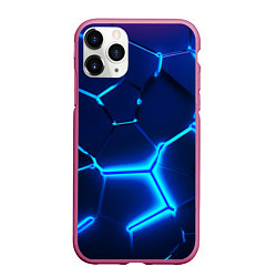 Чехол iPhone 11 Pro матовый 3D ПЛИТЫ NEON STEEL НЕОНОВЫЕ ПЛИТЫ, цвет: 3D-малиновый