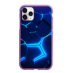 Чехол iPhone 11 Pro матовый 3D ПЛИТЫ NEON STEEL НЕОНОВЫЕ ПЛИТЫ, цвет: 3D-фиолетовый