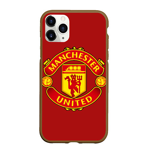 Чехол iPhone 11 Pro матовый Manchester United F C / 3D-Коричневый – фото 1