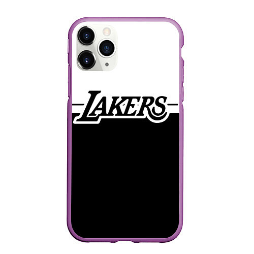 Чехол iPhone 11 Pro матовый Kobe Bryant - Los Angeles Lakers / 3D-Фиолетовый – фото 1