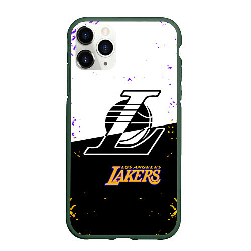 Чехол iPhone 11 Pro матовый Коби Брайант Los Angeles Lakers, / 3D-Темно-зеленый – фото 1
