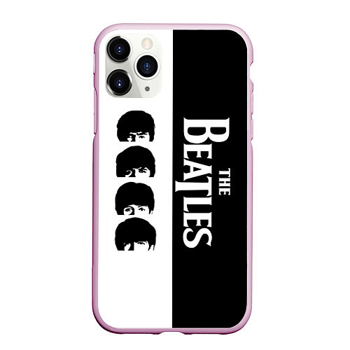 Чехол iPhone 11 Pro матовый The Beatles черно - белый партер / 3D-Розовый – фото 1