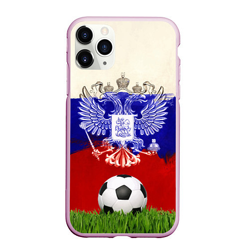 Чехол iPhone 11 Pro матовый Российский футбол / 3D-Розовый – фото 1