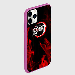 Чехол iPhone 11 Pro матовый Клинок рассекающий демонов пламя, цвет: 3D-фиолетовый — фото 2