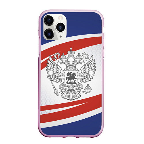 Чехол iPhone 11 Pro матовый Герб России / 3D-Розовый – фото 1