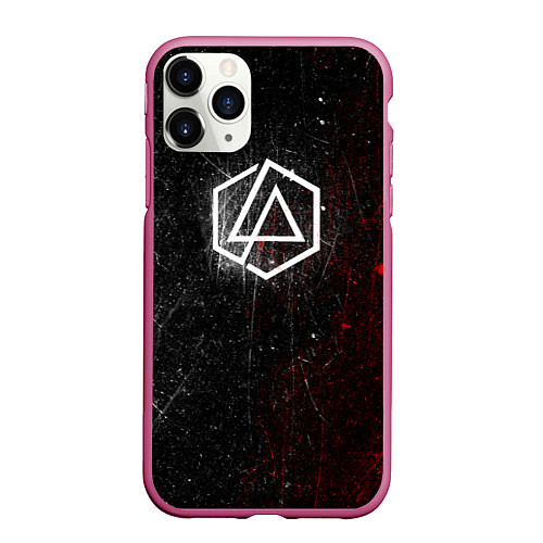 Чехол iPhone 11 Pro матовый Linkin Park Logo Линкин Парк / 3D-Малиновый – фото 1