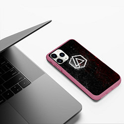 Чехол iPhone 11 Pro матовый Linkin Park Logo Линкин Парк, цвет: 3D-малиновый — фото 2