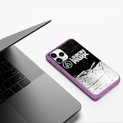 Чехол iPhone 11 Pro матовый Линкин Парк Лого Рок ЧБ Linkin Park Rock, цвет: 3D-фиолетовый — фото 2