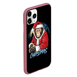 Чехол iPhone 11 Pro матовый CHRISTMAS обезьяна, цвет: 3D-малиновый — фото 2