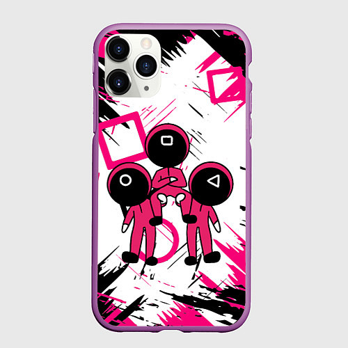 Чехол iPhone 11 Pro матовый Игра в кальмара Squid Game / 3D-Фиолетовый – фото 1