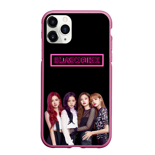 Чехол iPhone 11 Pro матовый BLACKPINK NEON / 3D-Малиновый – фото 1