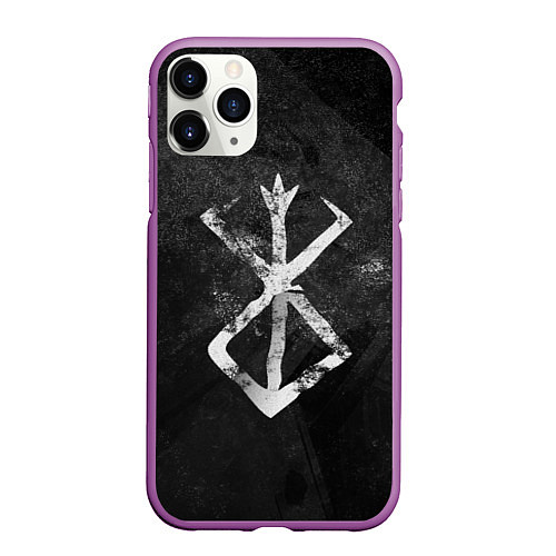 Чехол iPhone 11 Pro матовый BERSERK LOGO GRUNGE / 3D-Фиолетовый – фото 1