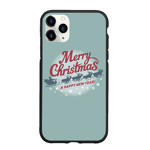 Чехол iPhone 11 Pro матовый Merry Christmas хо-хо-хо / 3D-Черный – фото 1