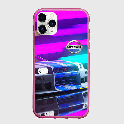Чехол iPhone 11 Pro матовый NISSAN GT-R SKYLINE / 3D-Малиновый – фото 1
