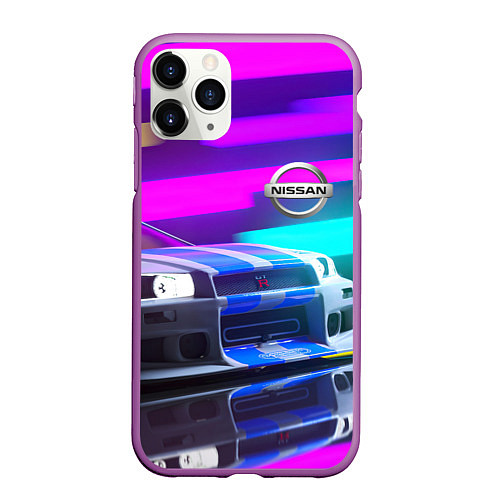 Чехол iPhone 11 Pro матовый NISSAN GT-R SKYLINE / 3D-Фиолетовый – фото 1