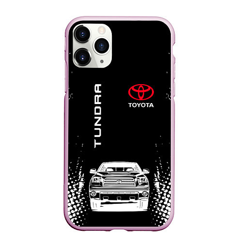 Чехол iPhone 11 Pro матовый Toyota Tundra Следы шин / 3D-Розовый – фото 1