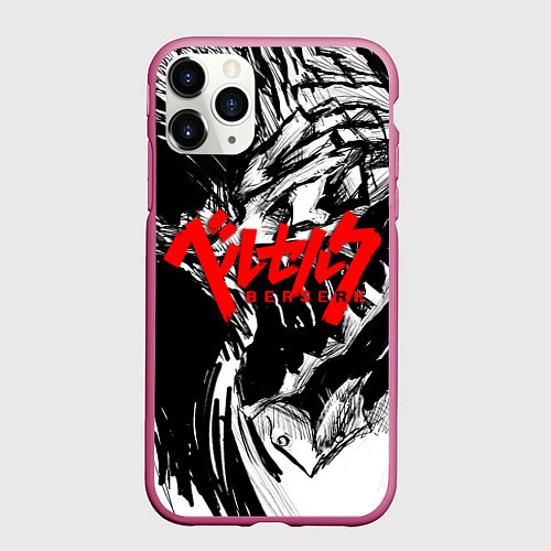 Чехол iPhone 11 Pro матовый БЕРСЕРК РИСУНОК BERSERK / 3D-Малиновый – фото 1