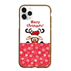 Чехол iPhone 11 Pro матовый Оленёнок Merry Christmas