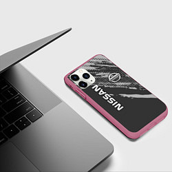 Чехол iPhone 11 Pro матовый Nissan Car Ниссан, цвет: 3D-малиновый — фото 2