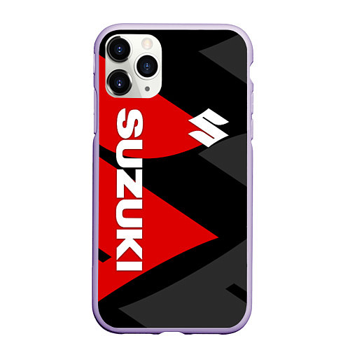 Чехол iPhone 11 Pro матовый SUZUKI СУЗУКИ RED LOGO / 3D-Светло-сиреневый – фото 1