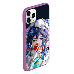 Чехол iPhone 11 Pro матовый Venti gi ест яблоко Genshin impact Геншин Импакт, цвет: 3D-фиолетовый — фото 2