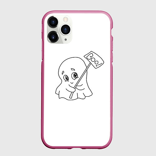 Чехол iPhone 11 Pro матовый Стеснительное приведение / 3D-Малиновый – фото 1