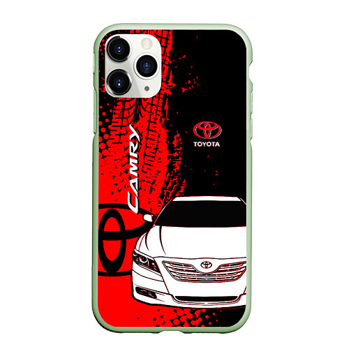 Чехол iPhone 11 Pro матовый Camry Toyota glitch / 3D-Салатовый – фото 1