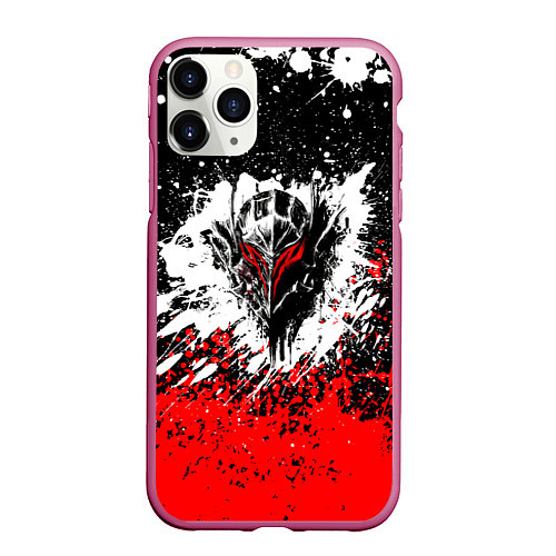 Чехол iPhone 11 Pro матовый Берсерк: Брызги красок / 3D-Малиновый – фото 1