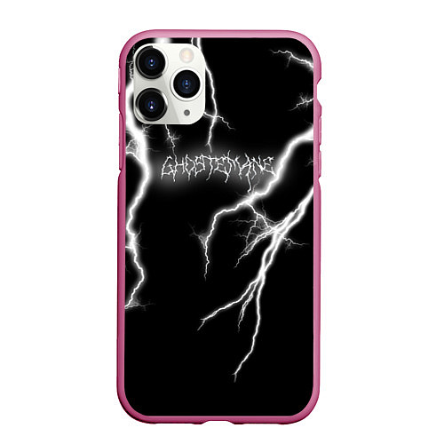 Чехол iPhone 11 Pro матовый GHOSTEMANE Lightning Гостмейн Молния Надпись / 3D-Малиновый – фото 1