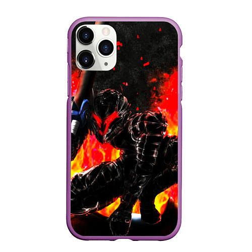 Чехол iPhone 11 Pro матовый БЕРСЕРК ОГНЕННЫЙ BERSERK / 3D-Фиолетовый – фото 1