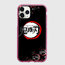 Чехол iPhone 11 Pro матовый КЛИНОК РАССЕКАЮЩИЙ ДЕМОНОВ БРЫЗГИ КРАСОК, цвет: 3D-малиновый