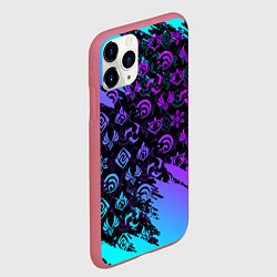 Чехол iPhone 11 Pro матовый GENSHIN NEON PATTERN SYMBOL НЕОН ЭМБЛЕМЫ, цвет: 3D-малиновый — фото 2