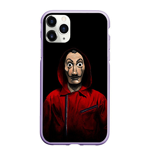 Чехол iPhone 11 Pro матовый Бумажный дом La Casa de Papel маска / 3D-Светло-сиреневый – фото 1