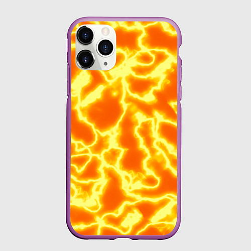 Чехол iPhone 11 Pro матовый Огненная вспышка / 3D-Фиолетовый – фото 1