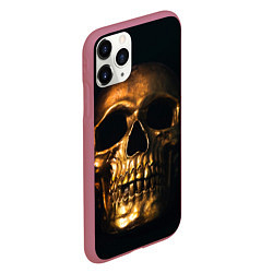 Чехол iPhone 11 Pro матовый Gold Skull, цвет: 3D-малиновый — фото 2