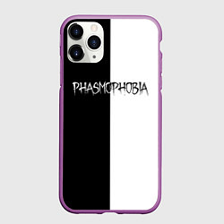 Чехол iPhone 11 Pro матовый Phasmophobia logo чб, цвет: 3D-фиолетовый