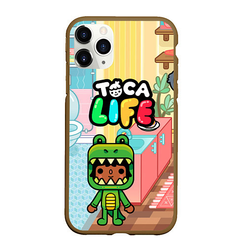 Чехол iPhone 11 Pro матовый Toca Life: Crocodile / 3D-Коричневый – фото 1