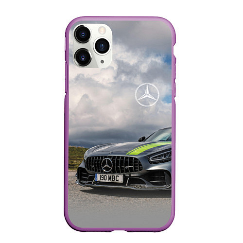 Чехол iPhone 11 Pro матовый Mercedes V8 Biturbo Racing Team AMG / 3D-Фиолетовый – фото 1