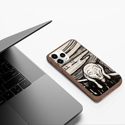 Чехол iPhone 11 Pro матовый Эдвард Мунк Крик 1895, цвет: 3D-коричневый — фото 2