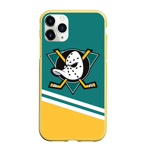 Чехол iPhone 11 Pro матовый Анахайм Дакс, NHL / 3D-Желтый – фото 1