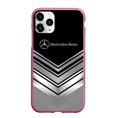 Чехол iPhone 11 Pro матовый Mercedes-Benz Текстура / 3D-Малиновый – фото 1