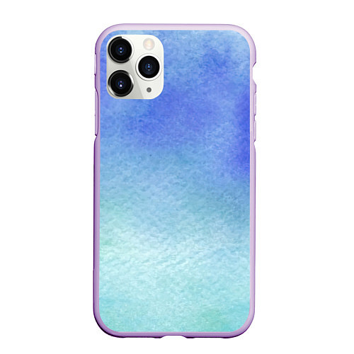 Чехол iPhone 11 Pro матовый Небесная синева / 3D-Сиреневый – фото 1