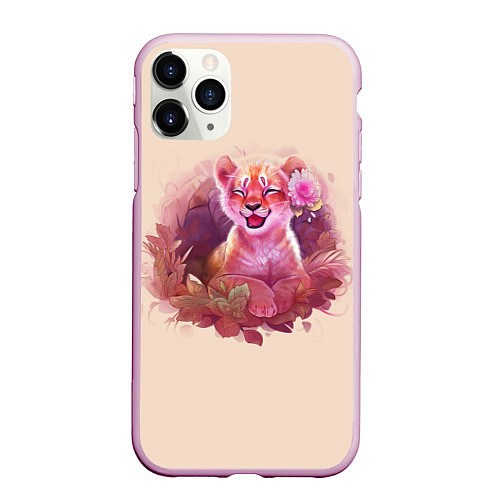 Чехол iPhone 11 Pro матовый Маленький Тигрёнок / 3D-Розовый – фото 1