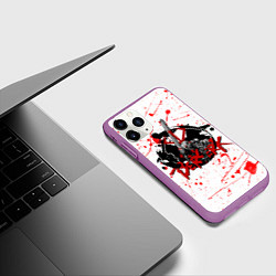 Чехол iPhone 11 Pro матовый BERSERK брызги краски, цвет: 3D-фиолетовый — фото 2