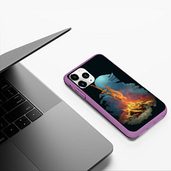 Чехол iPhone 11 Pro матовый Witcher 3 костер, цвет: 3D-фиолетовый — фото 2